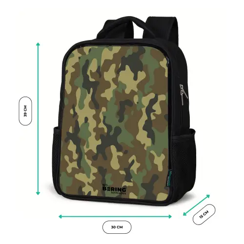 Groene camouflage met zandkleur Rugzak - Zwart middel -productfoto_formaten