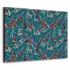 Golven - Retro - Blauw - Patroon Textielframe zwart klein 947 -3d