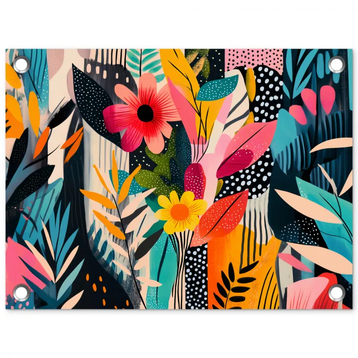 Schilderij - Abstract - Bloemen - Roze tuinposter los doek klein -3d