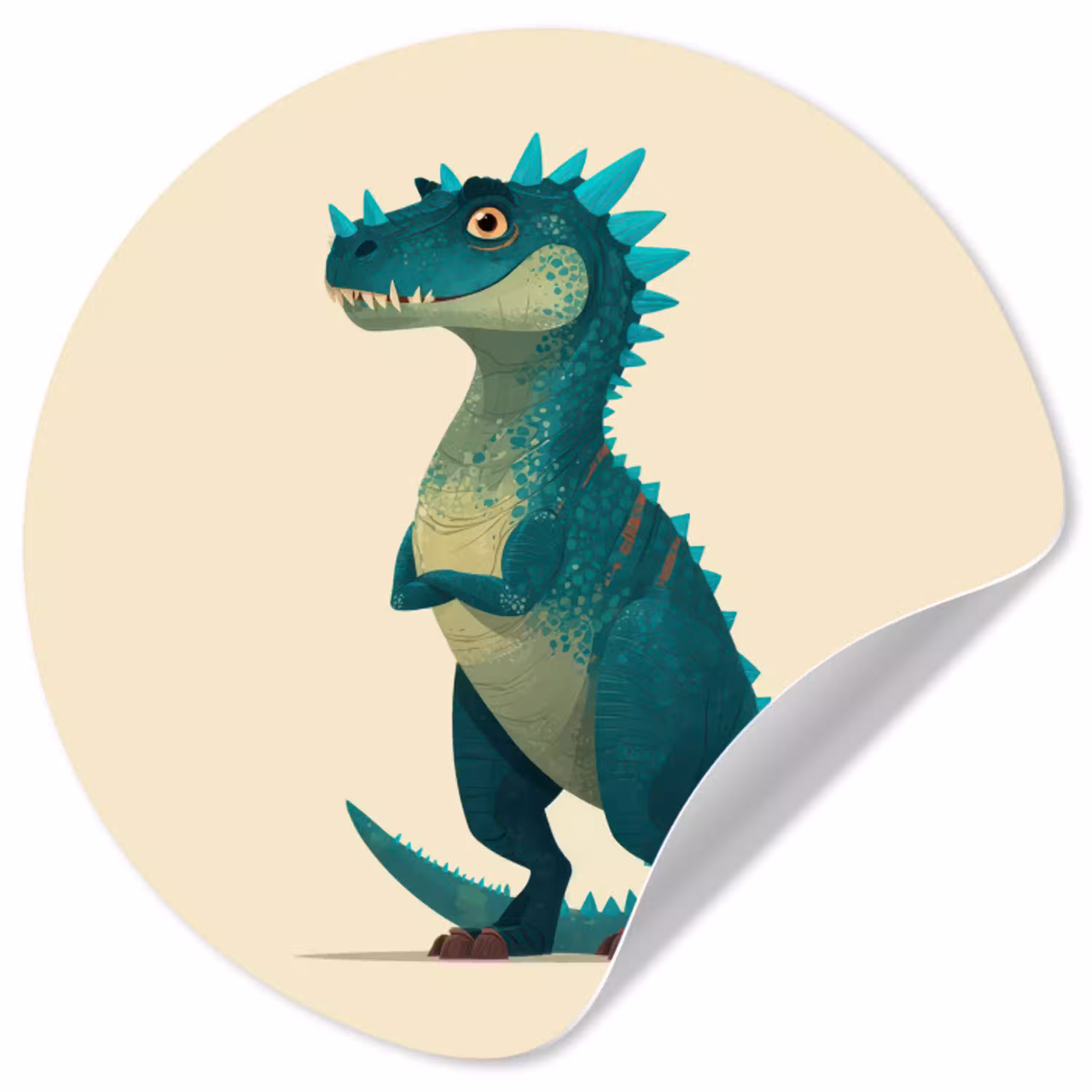 Dinosaurus - Turquoise - Stekels Wandcirkel behangsticker klein -3d