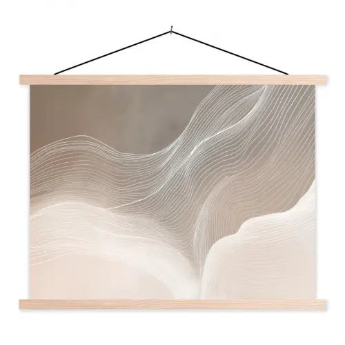 Golvende lijnen - Luchtstromen - Harmonieus textielposter latten blank klein -3d