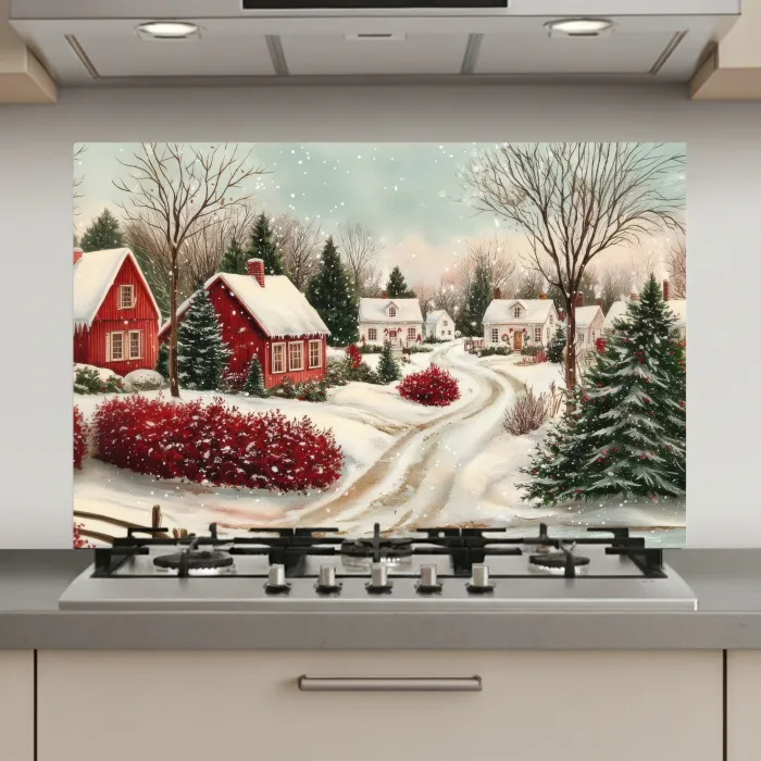 Kerstsfeer - Landelijk - Rood keuken achterwand spatscherm klein -3d_website