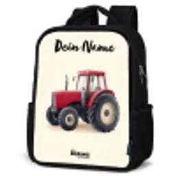 Tractor - Getekend - Rood Rugzak - Zwart middel -schuin