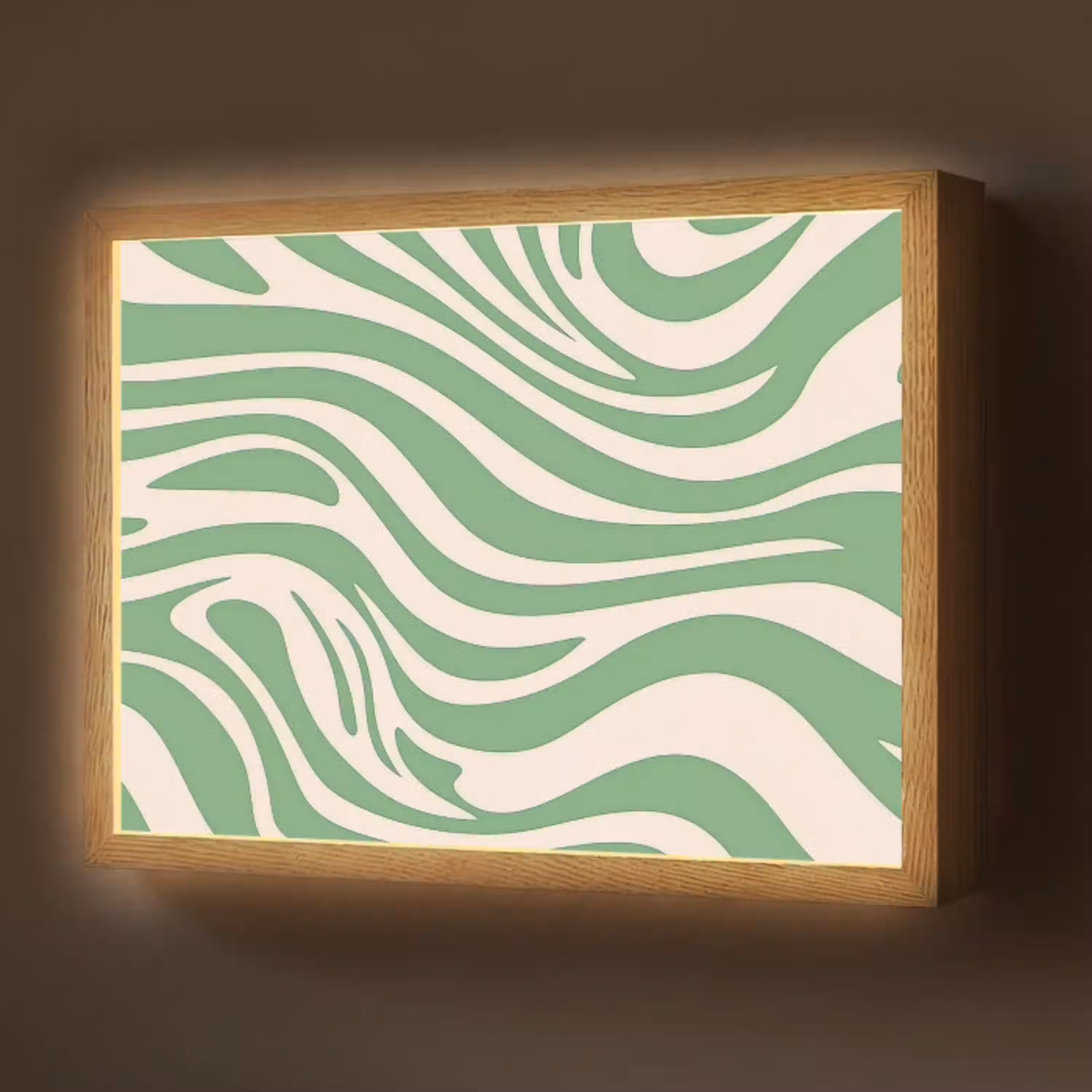 Zebrapatroon - Groen - Retro Light Box met batterij (Wandlamp) middel -z3d_website