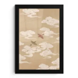 Vogels - Vliegen - Beige fotolijst zwart zonder passe partout klein -3d