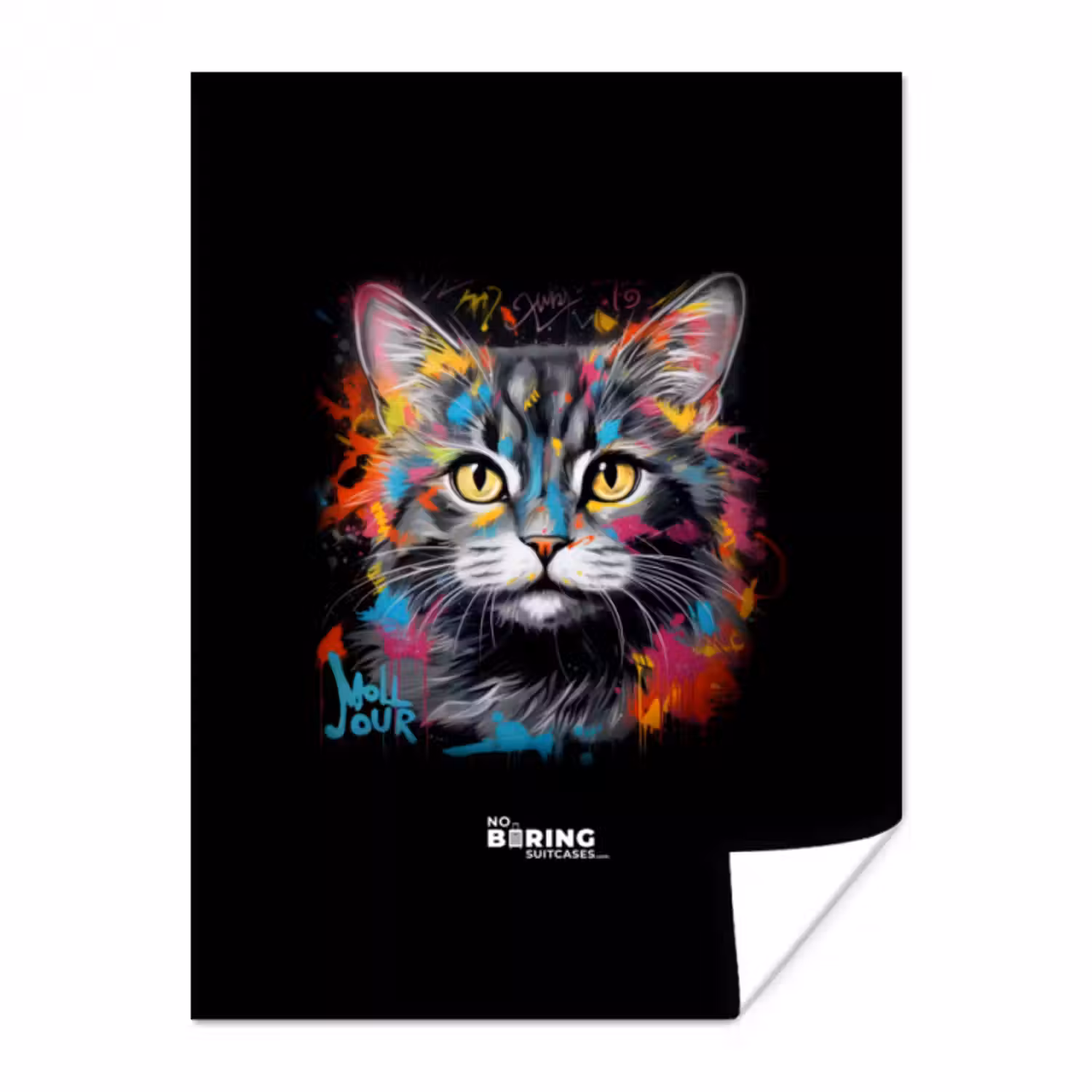 Poster - Katze mit bunten Pinselstrichen