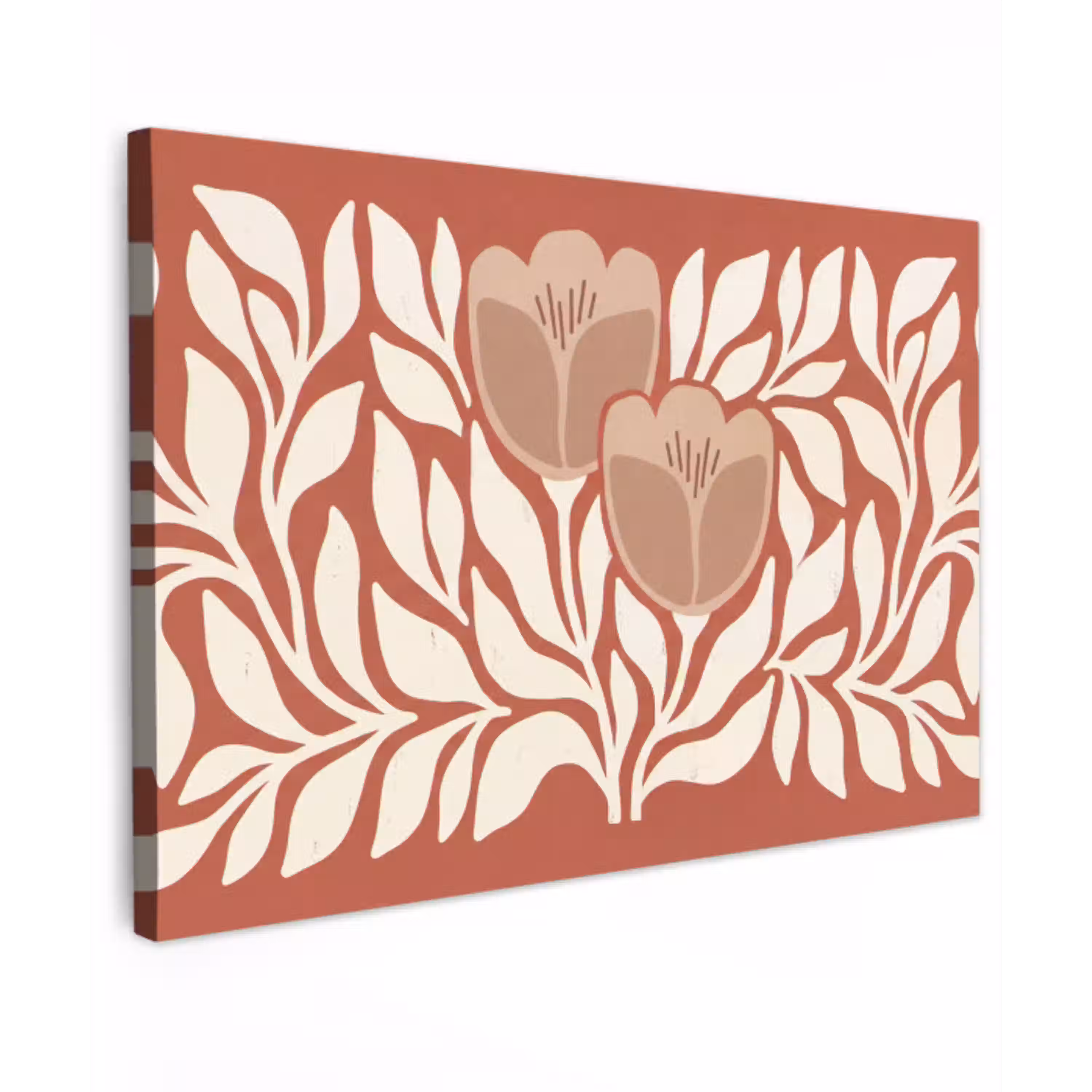 Bloemen - Abstract - Modern - Beige - Natuur Tuinposter op houten frame 2 cm dik klein -3d