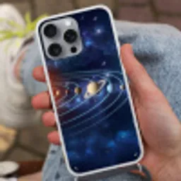 Ruimte - Zonnestelsel - Blauw Hoesje iPhone 16 Pro Max met koord klein -sfeer3