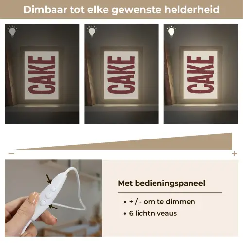Red - Cake - Decoratie - Eten Light Box met kabel (Wandlamp) klein -USP_dimbaarNL