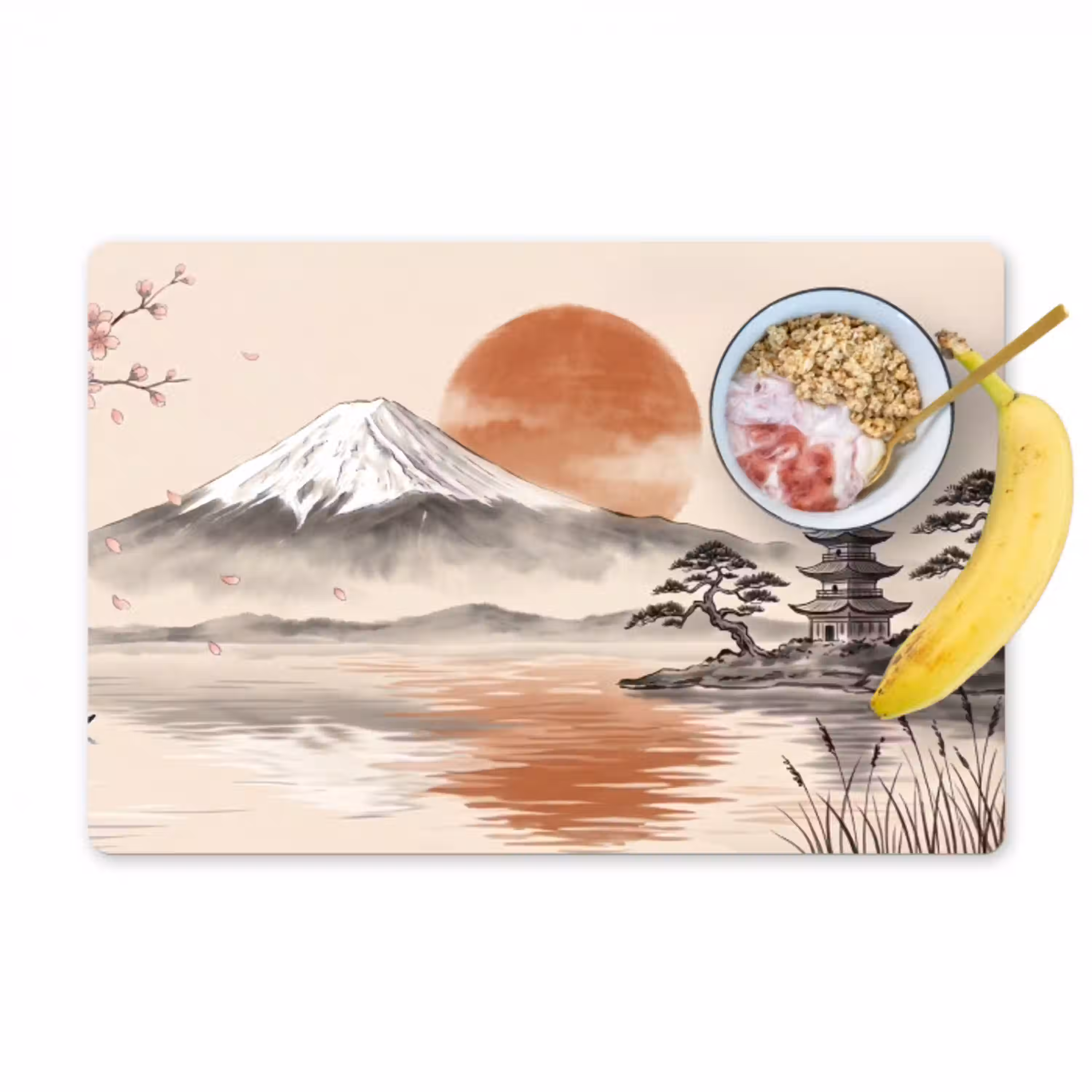 Bergtop - Meer - Bloesem Placemat vinyl groot -zzzproduct_Kitchenyeah-website
