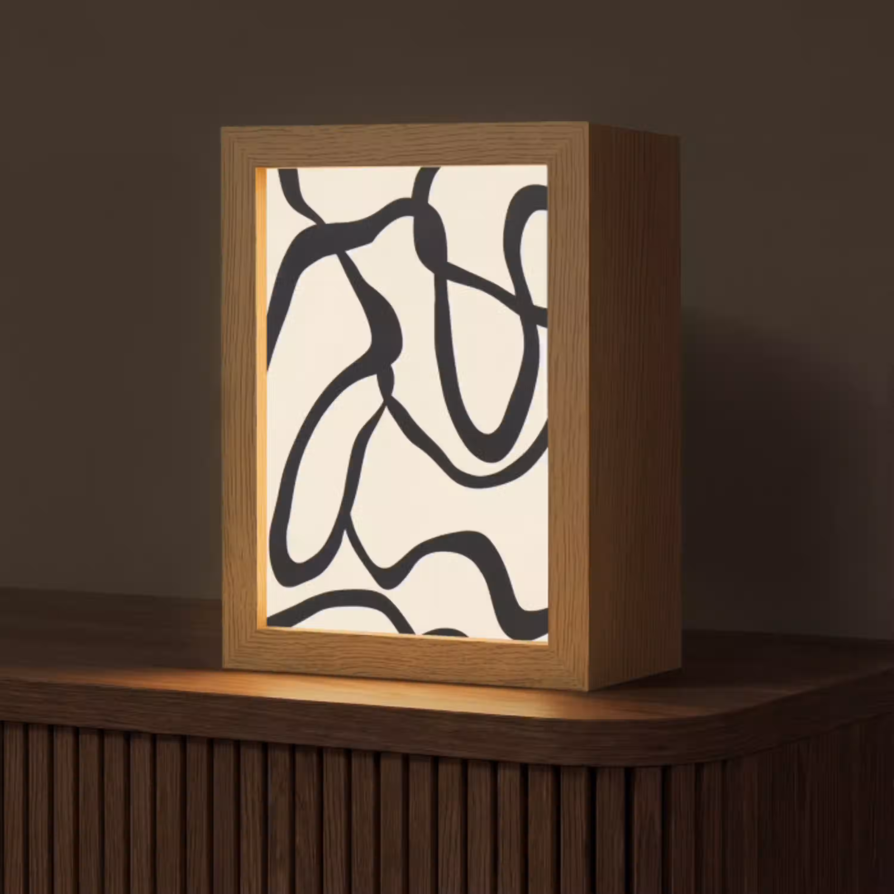 Abstract - Lijnen - Modern - Beige Light Box met kabel (Tafellamp) klein -z3d_website