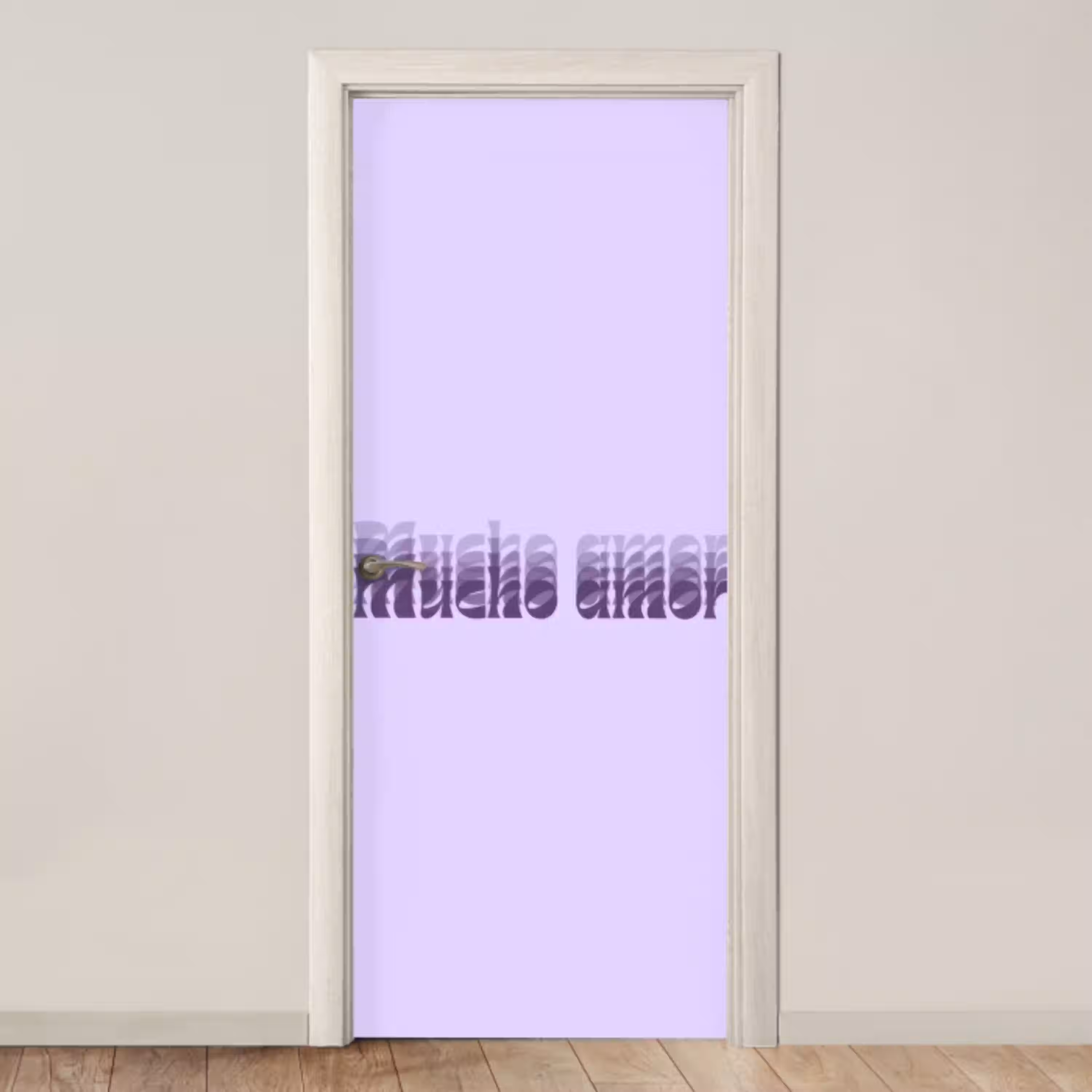 Mucho amor - Paars - Gelaagde letters deurposter klein -3d_beige