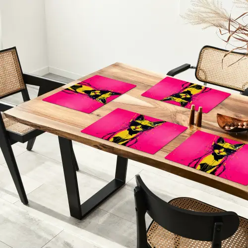 Kat - Art - Zonnebril - Roze Placemat vinyl groot -zzsfeer4_Kitchenyeah-website