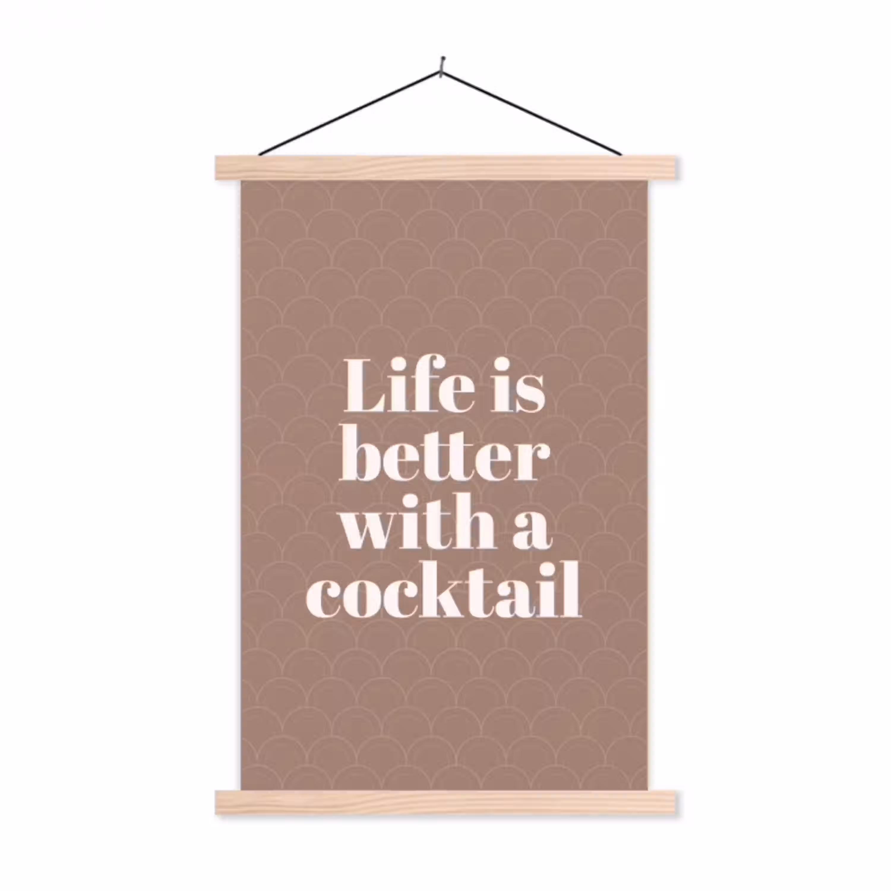 Cocktail - Tekst - Patroon - Wit textielposter latten blank klein -3d