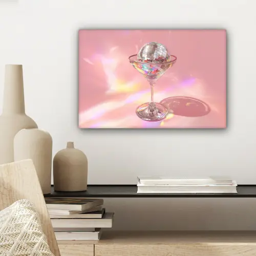 Martiniglas - Discobal - Fonkelende lichtvlekken canvas 2cm klein -sfeer6
