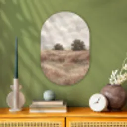 Landschap - Minimalistisch - Beige Wandcirkel Ovaal Forex klein -sfeer2