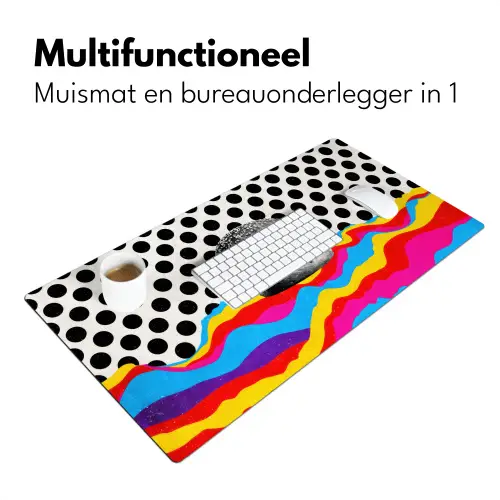 Hamburger - Stippen - Golven - Kleuren Muismat XXL klein -sfeer4