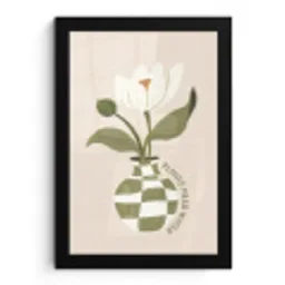 Bloem - Wit - Vaas - Quote fotolijst zwart zonder passe partout klein -3d