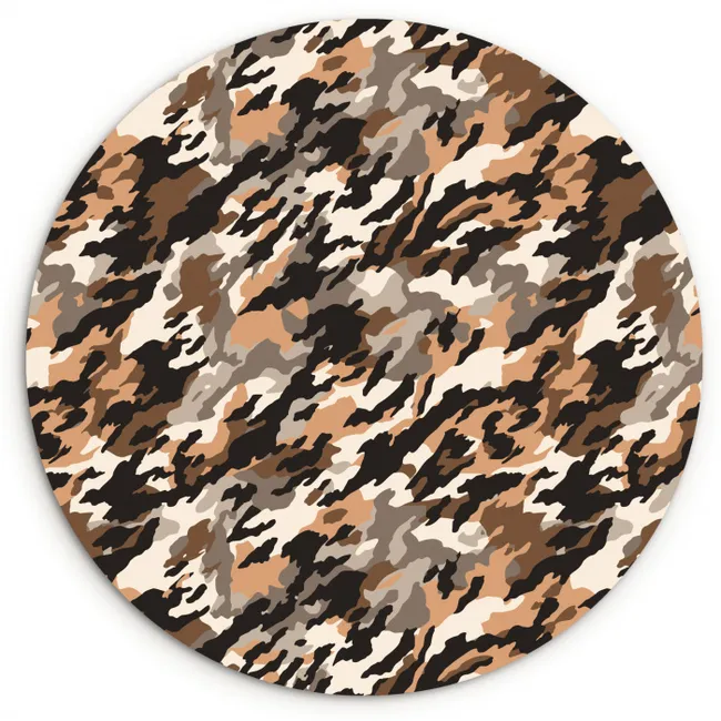 Camouflage - Patroon - Beige - Bruin Wandcirkel plexiglas klein 852 -3d