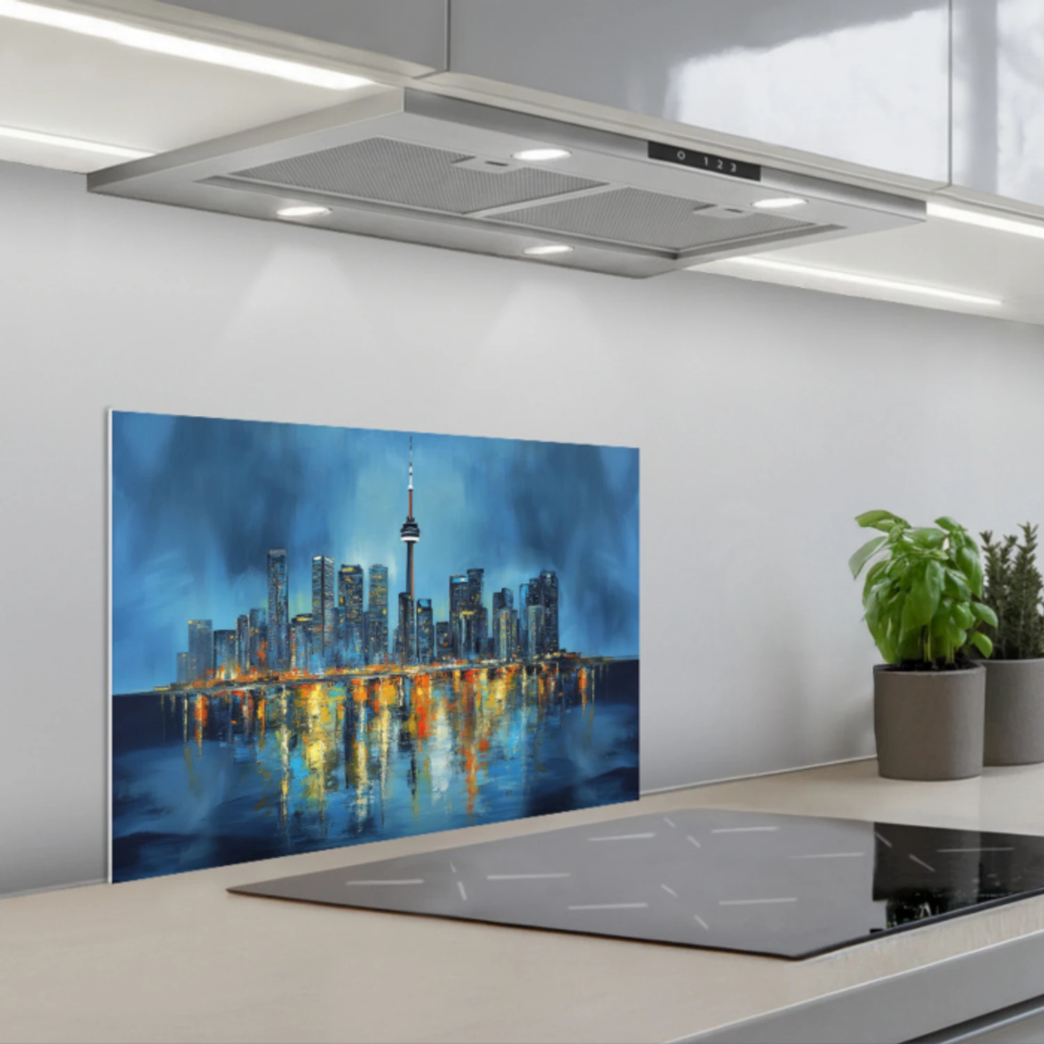 Skyline Toronto - Water - Stadslichten - Toren keuken achterwand spatscherm klein -3d_schuin