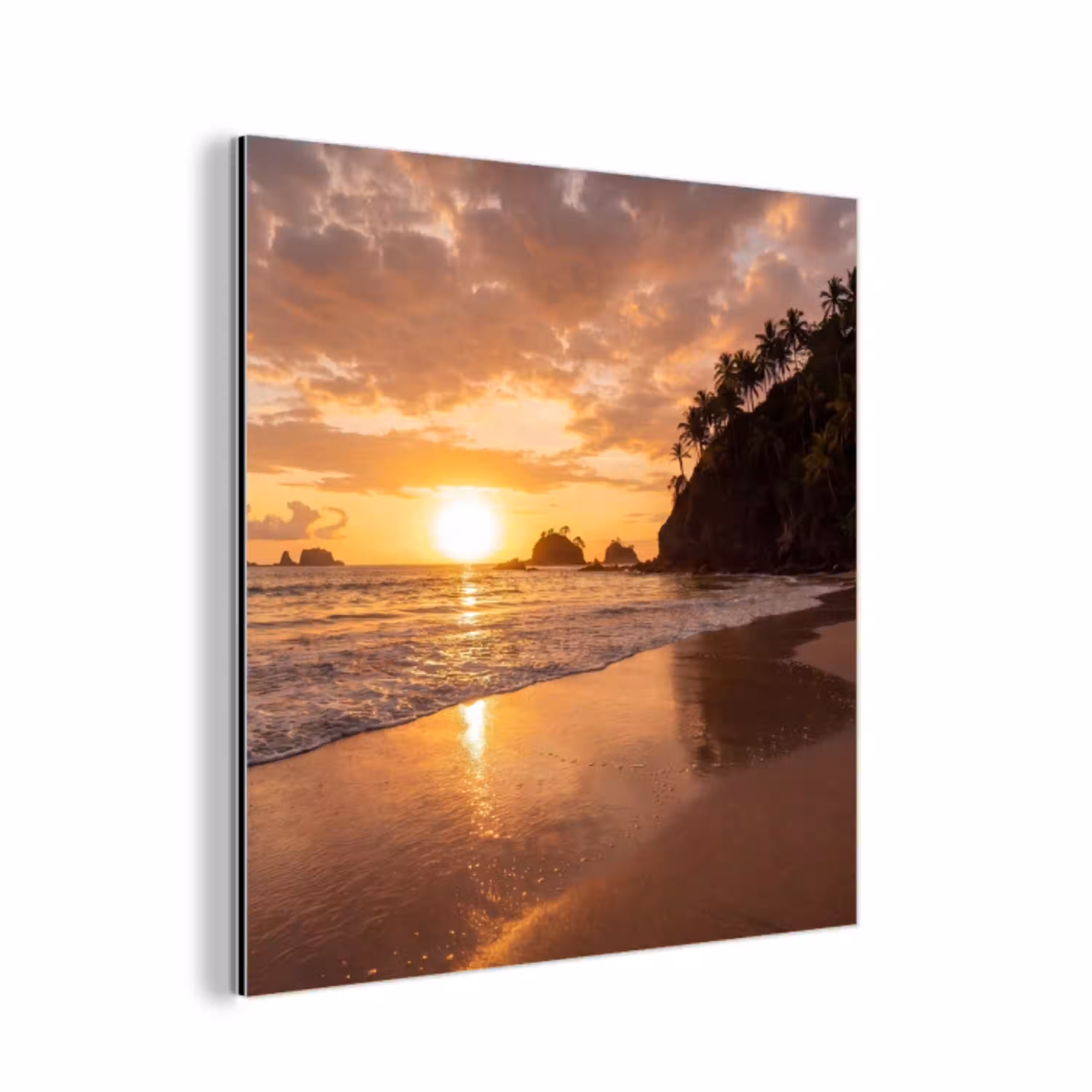 Strand - Zonsondergang - Natuur - Tropisch - Oranje aluminium wit klein -3d