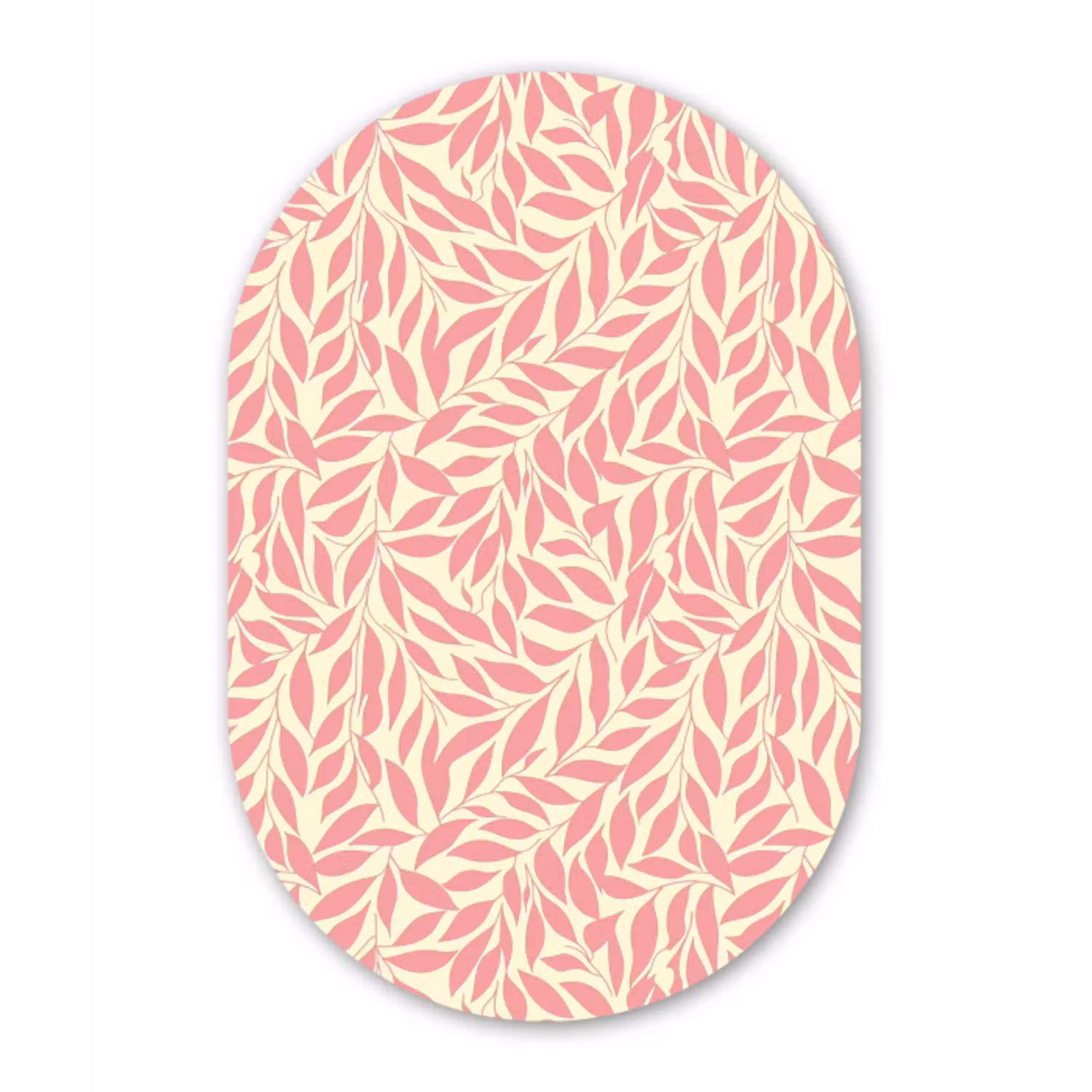 Roze - Bladeren - Dynamisch - Patroon Wandcirkel Ovaal Aluminium middel 839 -3d