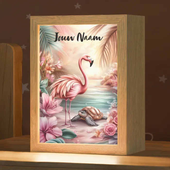 Flamingo - Schildpad - Roze Light Box met kabel (Kinderlampje) klein -zzz_3d_website