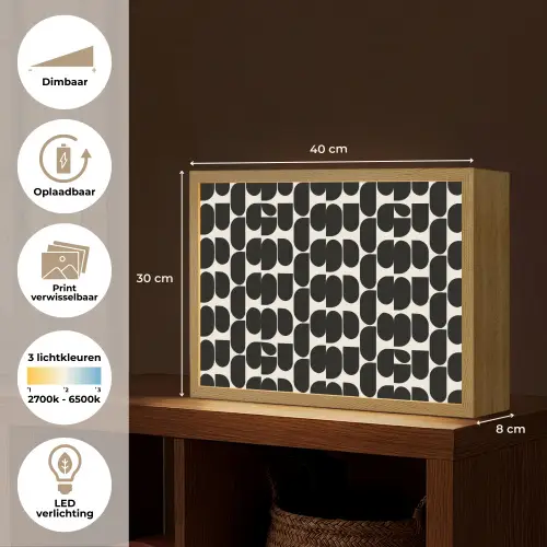 Modern - Patroon - Zwart Light Box met batterij (Wandlamp) middel 907 -USP_websiteoverzichtNL