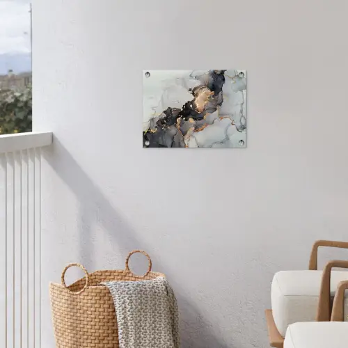 Zwart - Marmer - Luxe - Goud tuinposter los doek klein -sfeer8