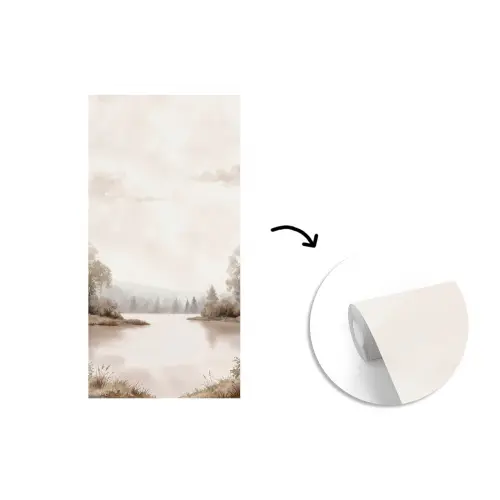 Rivierlandschap - Minimalistisch - Aardetinten fotobehang vinyl groot -3d