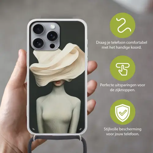 Vrouw - Beige - hoed Hoesje iPhone 16 Pro Max met koord klein -sfeer2_NL