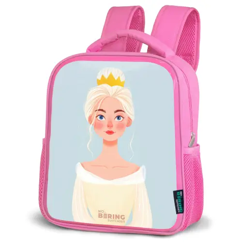 Prinses met een gouden kroon - Blauw Kinderrugzak - Roze middel -schuin