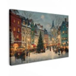 Kerstsfeer - Stadsplein - Kleurrijk canvas 2cm klein -z3d
