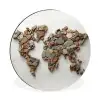 Wereldkaart - Stenen - Wit Wandcirkel aluminium klein -3d