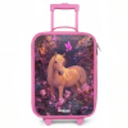 Paard - Bloemen - Paars - Vlinder Kinderkoffer - Roze klein -3d