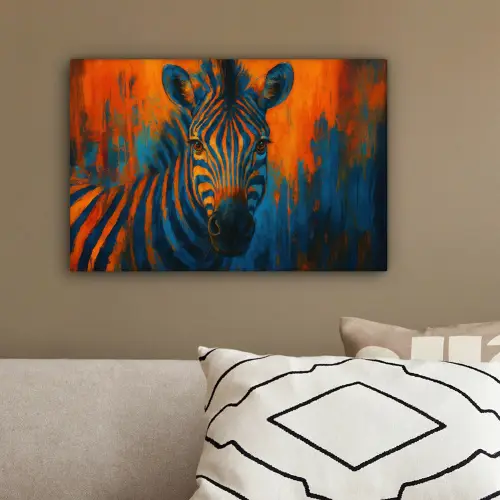 Zebra - Abstract - Blauw canvas 2cm klein -sfeer3