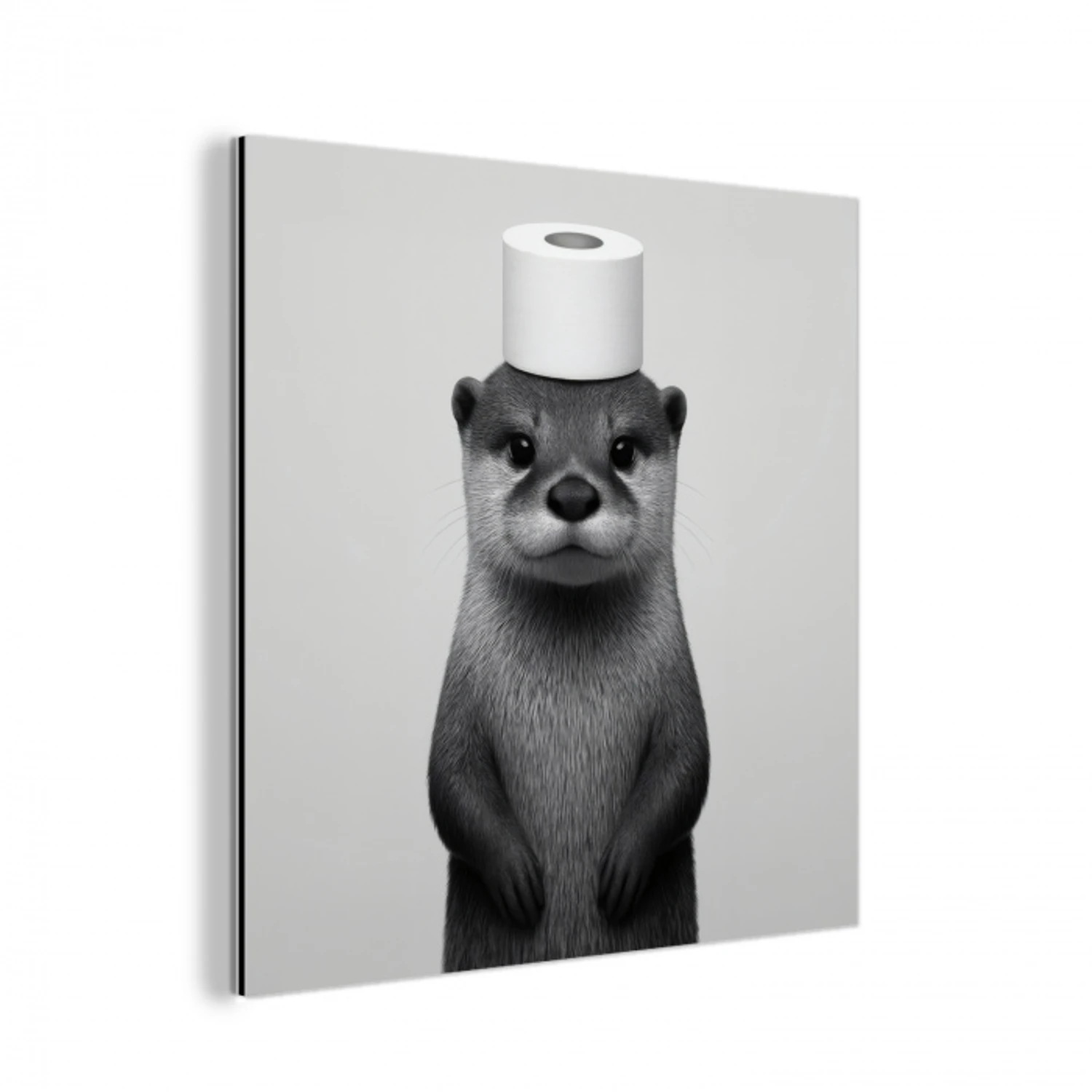 Otter - WC rol - Zwart - Wit aluminium wit klein -3d