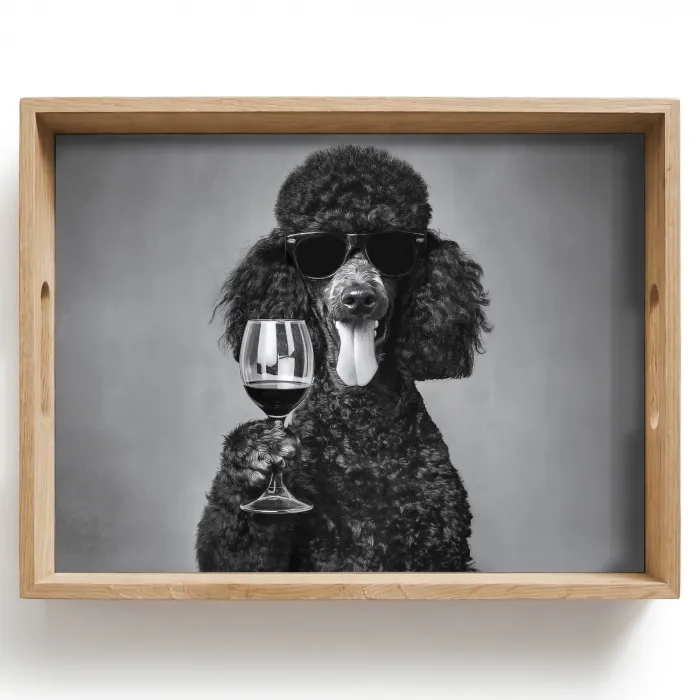 Hond - Krullen - Zonnebril - Wijn Dienblad Rechthoek middel -z3d_shopping