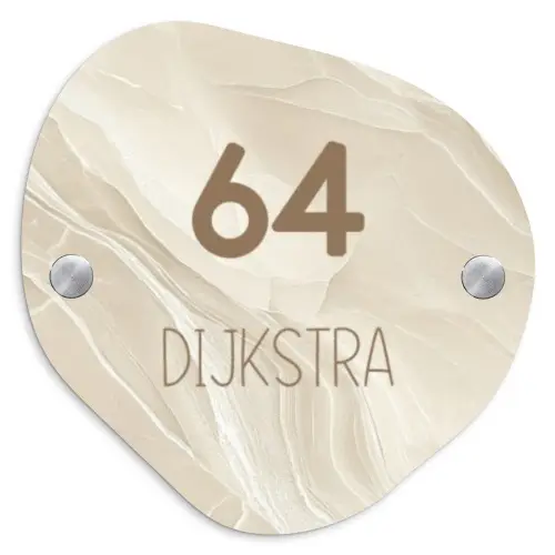 Vierkant - Beige - Marmer - Modern Naambord Organisch middel -3d