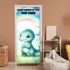 Niedlicher Dino unter Regenbogen im Aquarellstil. deurposter klein -sfeer1