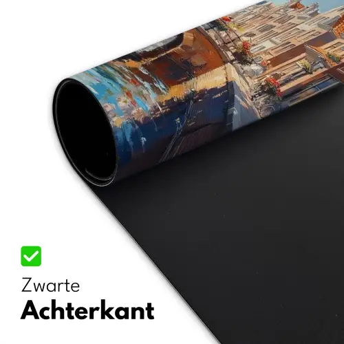 Stad - Gracht - Zon - Fietsen Muismat XXL klein -sfeer2