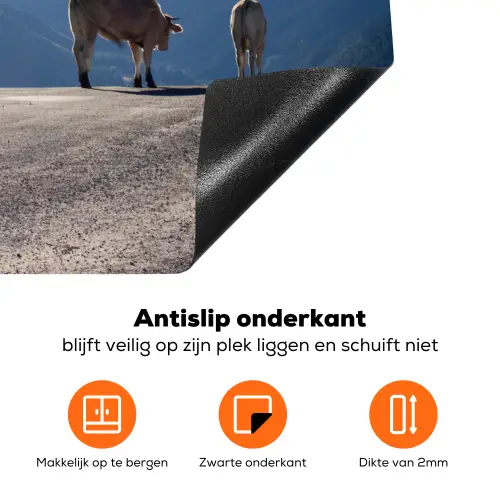 Schotse hooglander - Licht - Berg - Natuur Inductie beschermer vinyl 3mm klein -zzzzzzz-td-onderkant