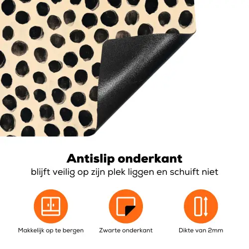 Stippen - Patroon - Zwart Inductie beschermer vinyl 3mm klein 276 -zzzzzzz-td-onderkant