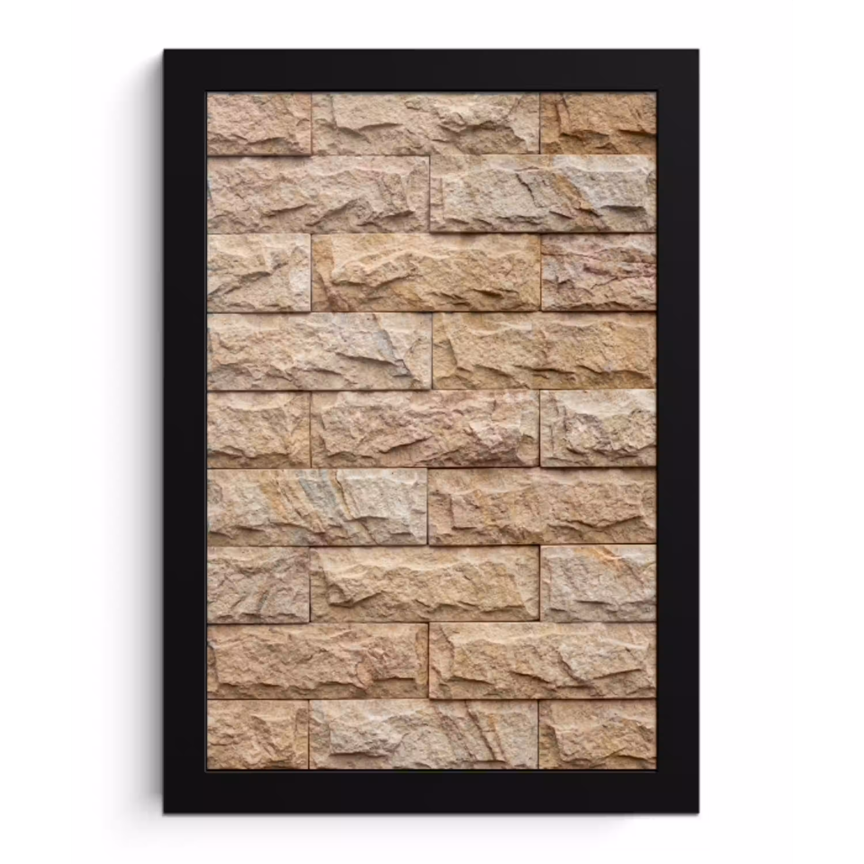 Muur - Steen - Ruw - Textuur - Beige fotolijst zwart zonder passe partout klein -3d