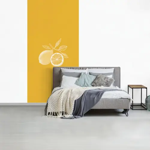 Citroenen - Illustratie - Minimalistisch - Geel fotobehang vinyl groot -slaapkamer