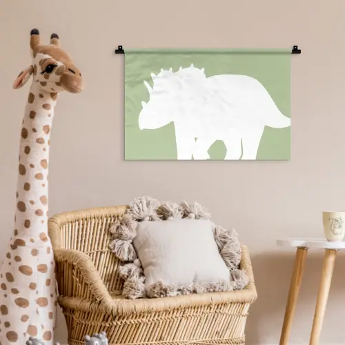 Dino - Triceratops - Dinosaurus - Groen Wandkleed katoen klein -wsfeer5_kind