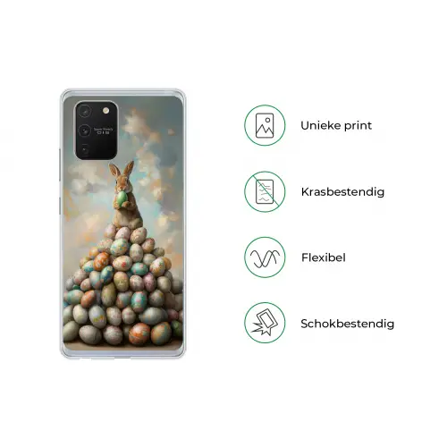 Konijn - Eieren - Kleurrijk Telefoonhoesje Samsung Galaxy S10 Lite klein -specsS10Lite