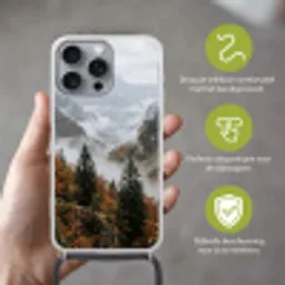 Bergen - Vallei - Mist - Herfst - Natuur Hoesje iPhone 16 Pro Max met koord klein -sfeer2_NL