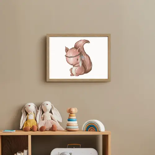 Eekhoorn - Dier - Bosdieren - Bruin Light Box met batterij (Wandlamp kind) middel -sfeer2_kind