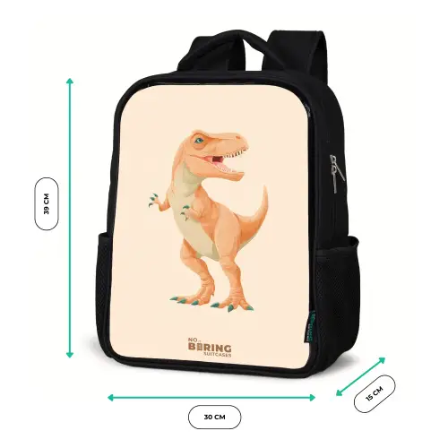 T-rex dino in oranje kleuren Rugzak - Zwart middel -productfoto_formaten